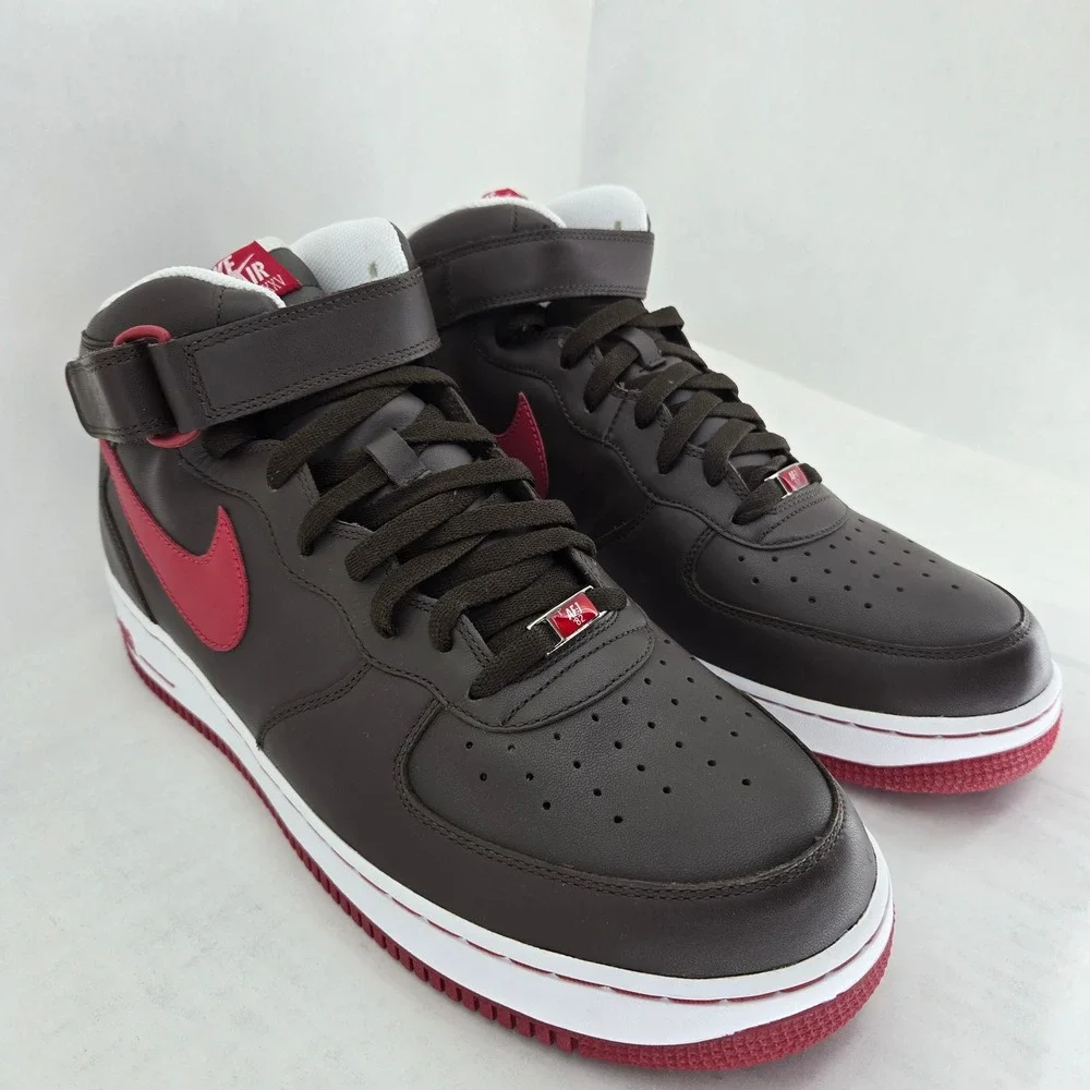 Nike Air Force 1 Mid 07 VTG Players Baroque Brown Varsity Red 315091-261 Mens 13